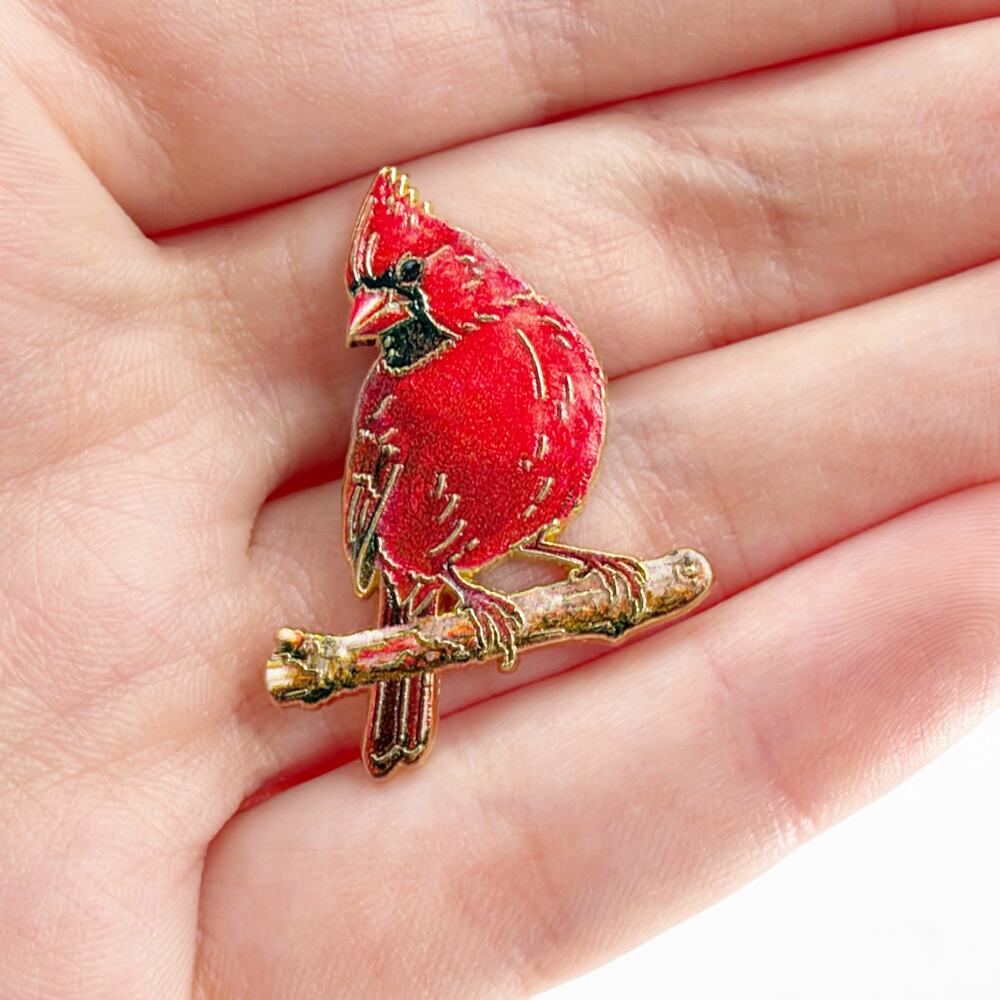 Red Cardinal Bird Soft Enamel Pin Cute Nature Woodland Cottagecore